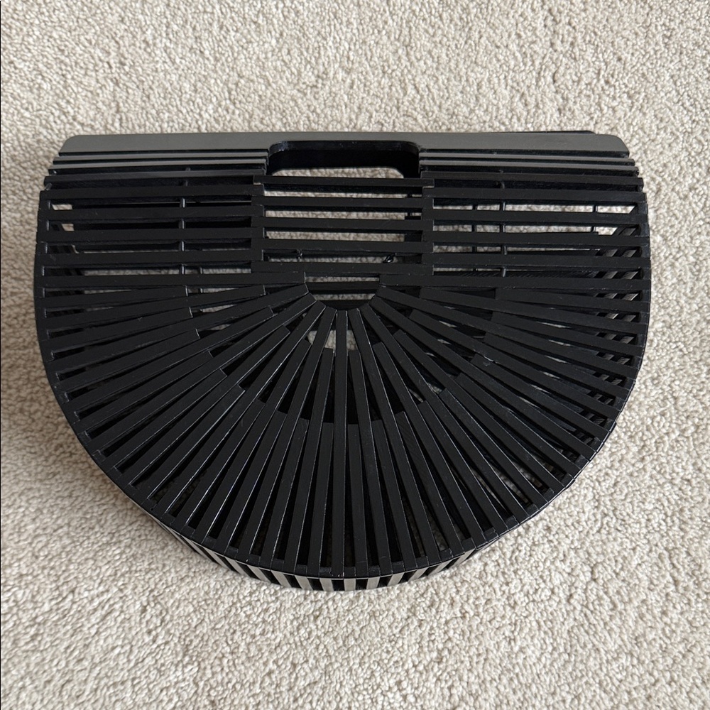 Black Bamboo Arc Handbag